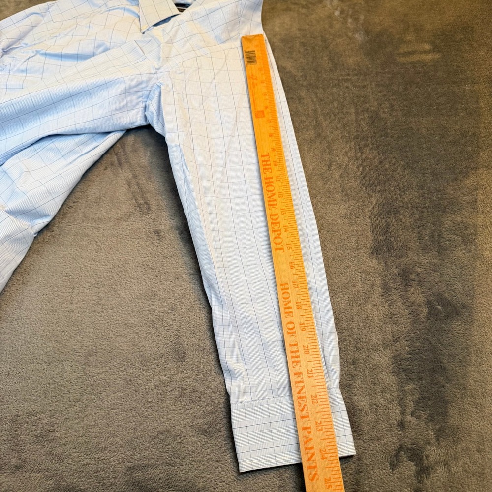Club Room Pinpoint Shirt Mens 15.5 32/33 Blue Check Easy Care Button Up L/S - Picture 8 of 9